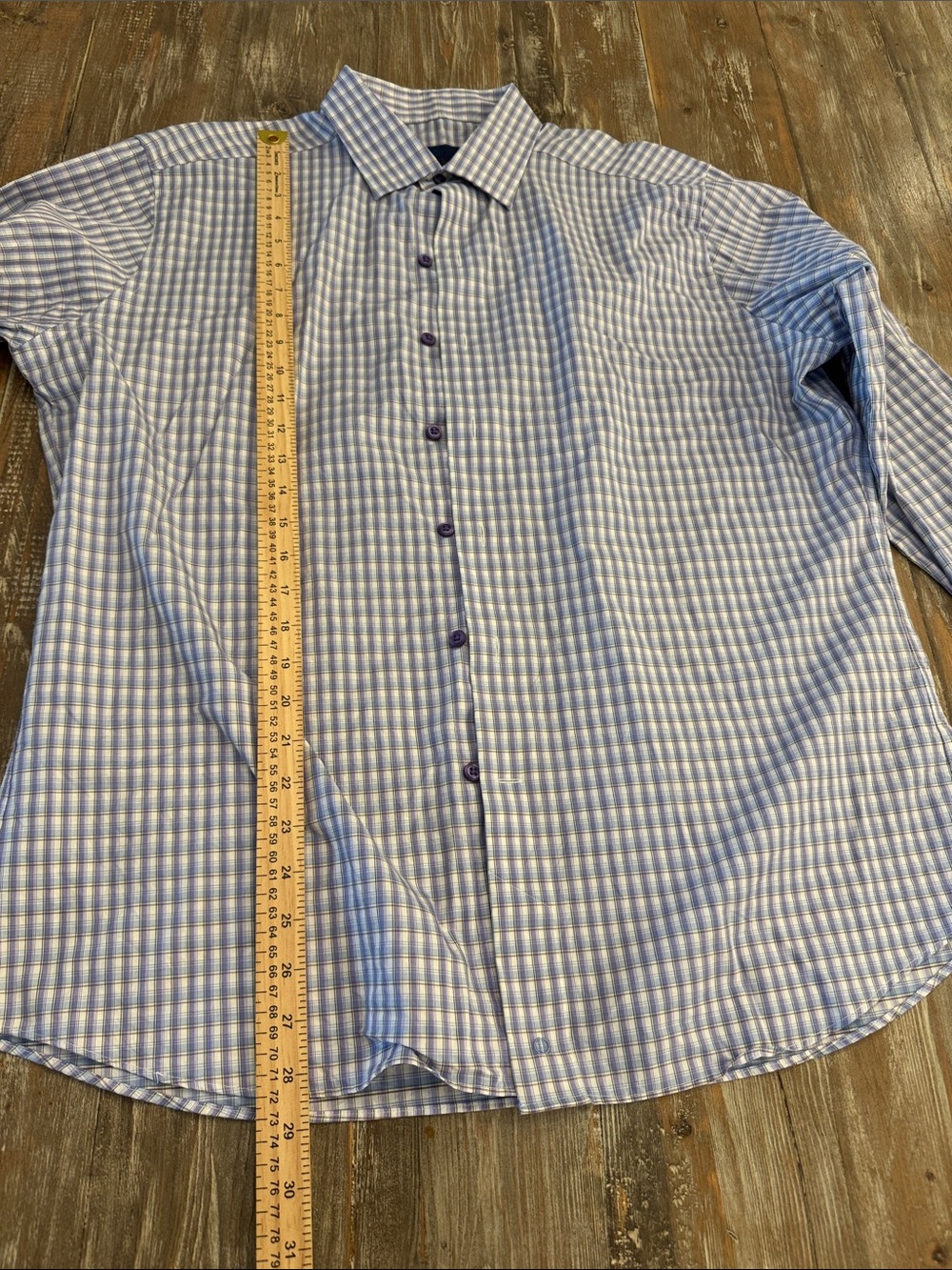 David Donahue Light Blue and White lavender Check Button-Down Shirt